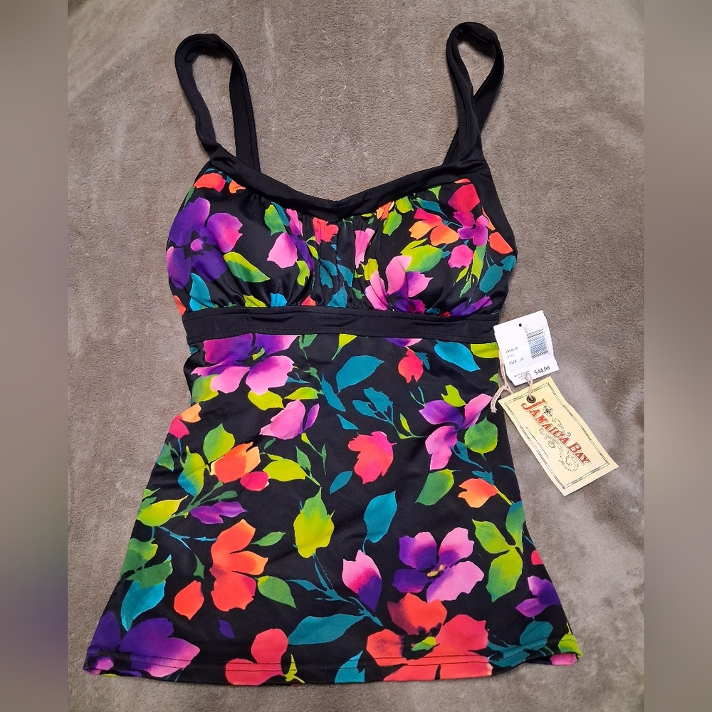 JAMAICA BAY Tankini Multicolored Floral Tropical SWIMSUIT SWIM TOP 10 NWT $44
